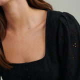 Nobody's Child Minerva Button Front Top In Black Broderie
