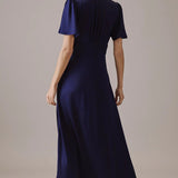 Nobody's Child Navy Satin Erin Midi Dress