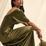 Nobody's Child Olive Green Satin Erin Midaxi Dress