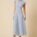 Nobody's Child Pale Blue Ruffle Seren Midi Dress