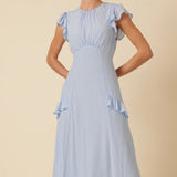 Nobody's Child Pale Blue Ruffle Seren Midi Dress