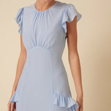 Nobody's Child Pale Blue Ruffle Seren Midi Dress