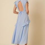 Nobody's Child Pale Blue Ruffle Seren Midi Dress
