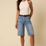 Nobody's Child Petite Blue Denim Relaxed Bermuda Denim Shorts