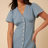 Nobody's Child Petite Denim Rosie Midi Dress Plain
