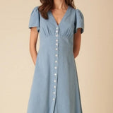 Nobody's Child Petite Denim Rosie Midi Dress Plain