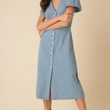 Nobody's Child Petite Denim Rosie Midi Dress Plain