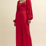 Nobody's Child Petite Lettie Jacquard Jumpsuit In Red