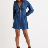 Nobody's Child Petite Long Sleeve Denim Birdie Mini Dress