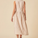 Nobody's Child Petite Sl Starlight Midi Dress Big Neutral Stripe