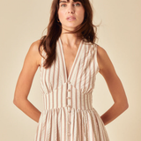 Nobody's Child Petite Sl Starlight Midi Dress Big Neutral Stripe
