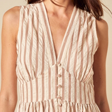 Nobody's Child Petite Sl Starlight Midi Dress Big Neutral Stripe