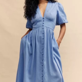 Nobody's Child Petite Short Sleeve Starlight Midi Dress Plain
