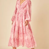 Nobody's Child Pink Floral Anya Midi Dress