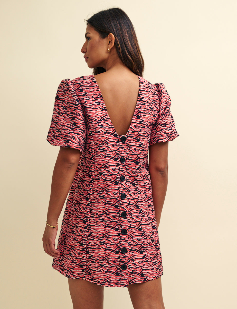 Nobody's Child Pink Tiger Jacquard Davina Mini Shift Dress