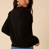 Nobody's Child Black Pointelle Stitch V Neck Cardigan