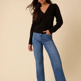 Nobody's Child Black Pointelle Stitch V Neck Cardigan
