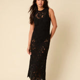 Nobody's Child Poppy Delevingne Black Crochet Olympia Midi Dress