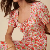 Nobody's Child Prairie Empire Puff Sleeve Midi Dress Floral