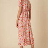 Nobody's Child Prairie Empire Puff Sleeve Midi Dress Floral