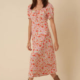 Nobody's Child Prairie Empire Puff Sleeve Midi Dress Floral