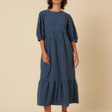 Nobody's Child Rachel Midi Dress Blue Tonal Gingham