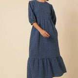 Nobody's Child Rachel Midi Dress Micro Gingham Check Blue