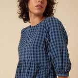 Nobody's Child Rachel Midi Dress Micro Gingham Check Blue