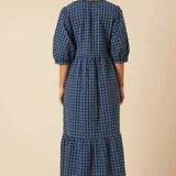 Nobody's Child Rachel Midi Dress Micro Gingham Check Blue