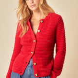 Nobody's Child Red Crew Neck Chunky Cardigan
