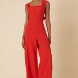 Nobody's Child Red Square Neck Jumpsuit