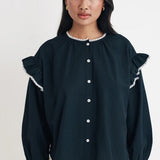 Nobody's Child Romy Blouse With Contrast Picot Trim