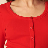 Nobody's Child Red Scoop Neck Button Through Top
