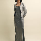 Nobody's Child Silver Monika Satin Maxi Slip Dress