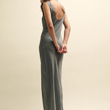 Nobody's Child Silver Monika Satin Maxi Slip Dress