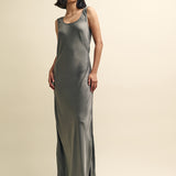 Nobody's Child Silver Monika Satin Maxi Slip Dress