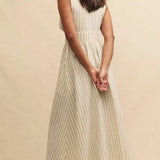 Nobody's Child Sl Starlight Midaxi Dress Cream Ticking Stripe