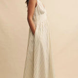 Nobody's Child Sl Starlight Midaxi Dress Cream Ticking Stripe