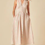 Nobody's Child Sl Starlight Midi Dress Big Neutral Stripe