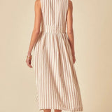 Nobody's Child Sl Starlight Midi Dress Big Neutral Stripe