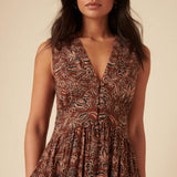 Nobody's Child Sleeveless Starlight Midi Dress Brown Paisley