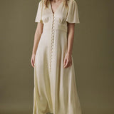 Nobody's Child Soft Yellow V Neck Midaxi Erin Dress