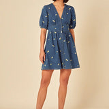 Nobody's Child Ss Starlight Mini Dress Embroidered Lottie Daisy
