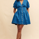 Nobody's Child Blue SS Starlight Mini Dress Plain
