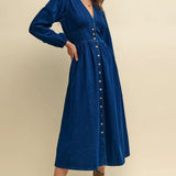 Nobody's Child Starlight Midi Dress Denim Plain