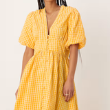 Nobody's Child Starlight Ss Mini Dress Yellow Check