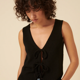 Nobody's Child Tie Front Black Knit Waistcoat