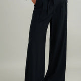 Nobody's Child Tie Waist Black Wide Leg Trouser