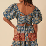 Nobody's Child Tile Printed Puff Sleeve Aria Mini Dress