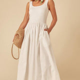 Nobody's Child White Colorado Midi Dress Plain